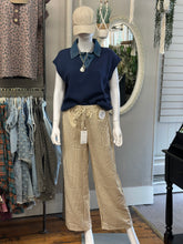 Load image into Gallery viewer, Stripe Wide Leg Drawstring Pants Tan