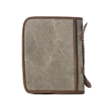Load image into Gallery viewer, Graceword Western Bible Cover in Olive with Flap Closure and Leather Detail