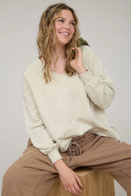 Load image into Gallery viewer, Oatmeal Washed V Neck Exposed Seam Top