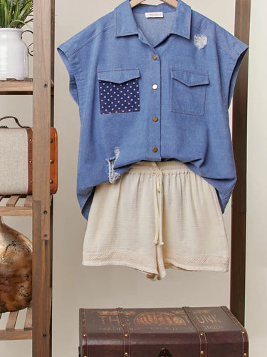 American Flag Denim Top