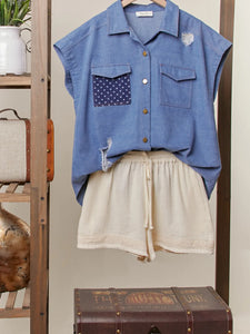 American Flag Denim Top