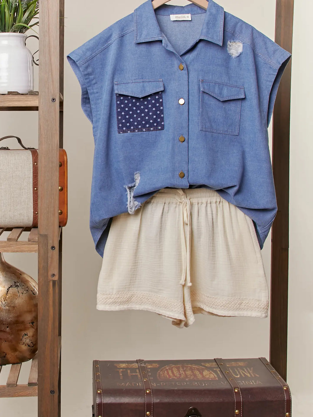 American Flag Denim Top