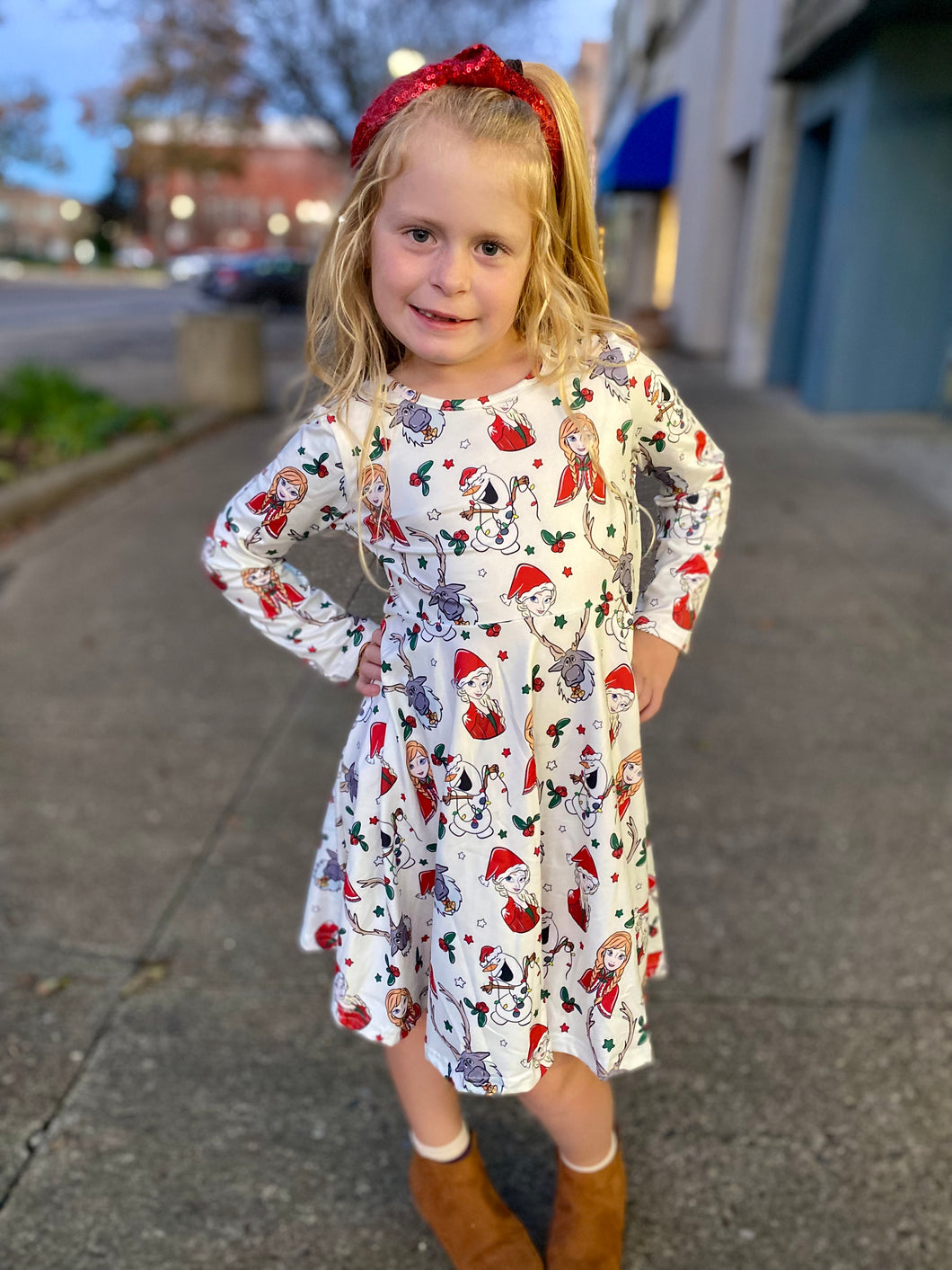 Christmas Characters Girls Long Sleeve Dress