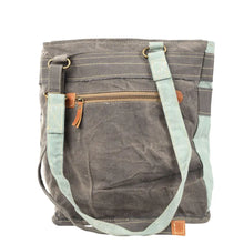 Load image into Gallery viewer, Grey and Aqua Columbias Canvas Tote