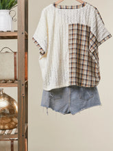 Load image into Gallery viewer, Checked and Lace V Neck Top