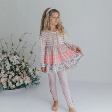 Load image into Gallery viewer, Sand Floral Stripe Plaid Button Set