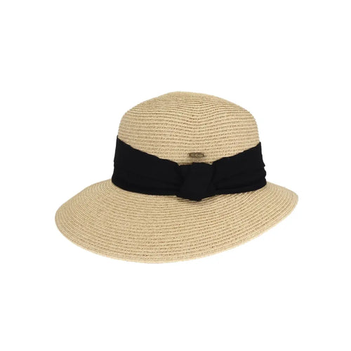 Gauze Trim Band Cloche C.C Sun Hat Natural Multi