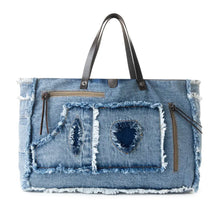 Load image into Gallery viewer, Frayed Frontier Western Denim Tote
