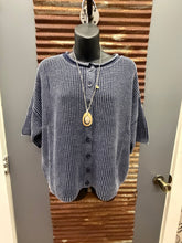Load image into Gallery viewer, Washed Ribbed Short Sleeve Cardi Navy