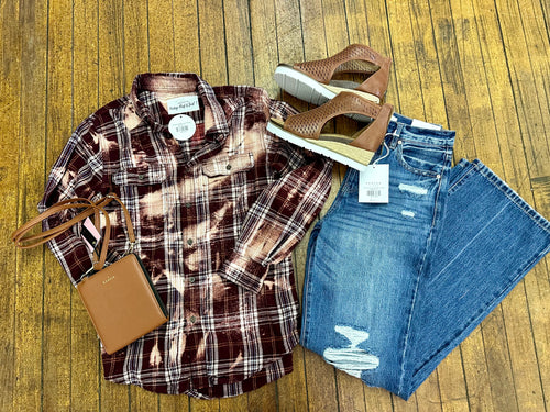 Burgundy Bleached Flannel