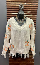 Load image into Gallery viewer, Distressed Hem Pumpkin Sweater