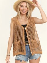 Load image into Gallery viewer, Button Down Crochet Vest Camel