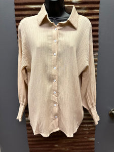 Apricot Textured Button Top