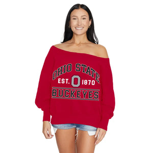 Osu Buckeyes Off the Shoulder Sweatshirt