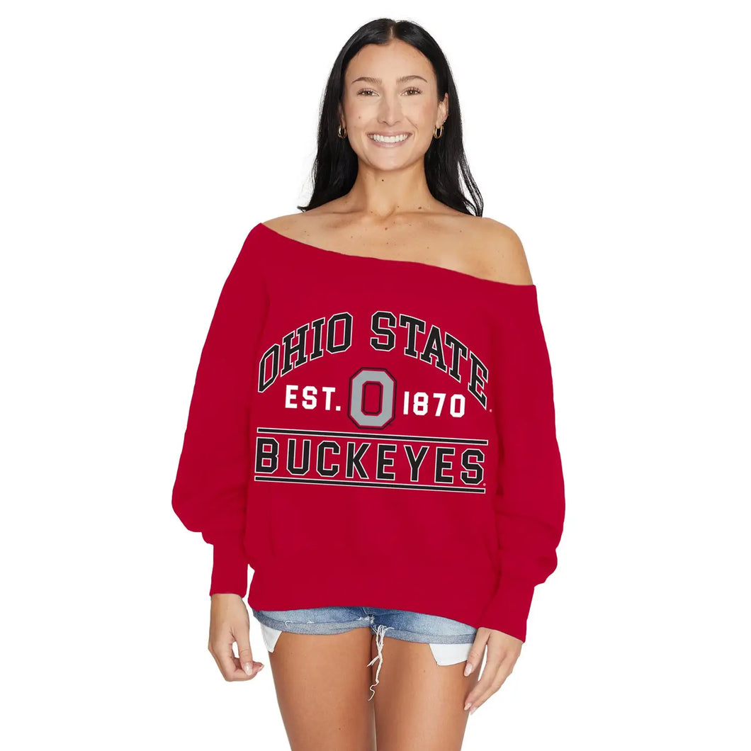 Osu Buckeyes Off the Shoulder Sweatshirt