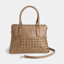 Load image into Gallery viewer, Amabel Double Compartment Grommet Tote Tan