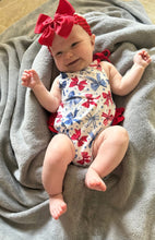 Load image into Gallery viewer, Americana Bows Ruffle Romper