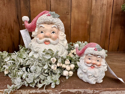 Vintage Frosted Santa Head Small