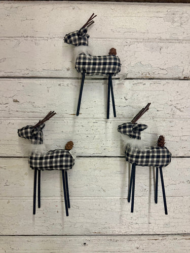 Black and White Plaid Mini Reindeer