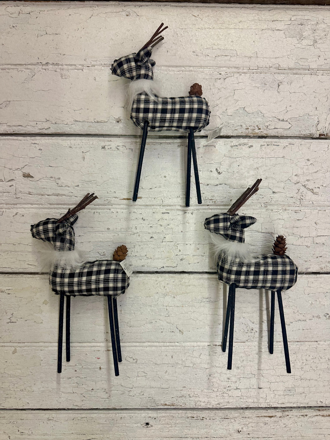 Black and White Plaid Mini Reindeer