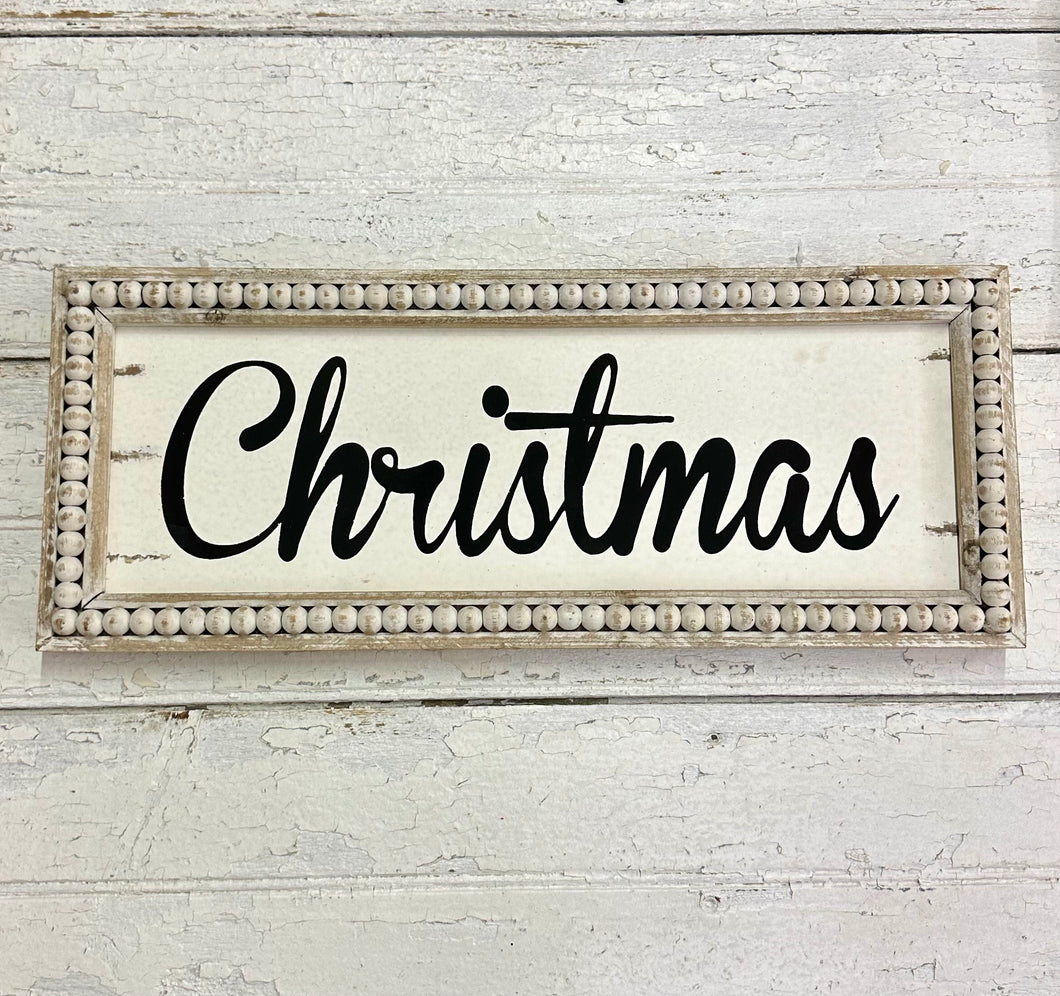 Beaded Distressed Christmas Sign