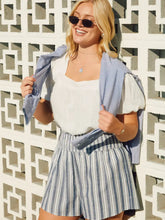 Load image into Gallery viewer, Heathered Stripe Smocked Waist Soft Shorts
