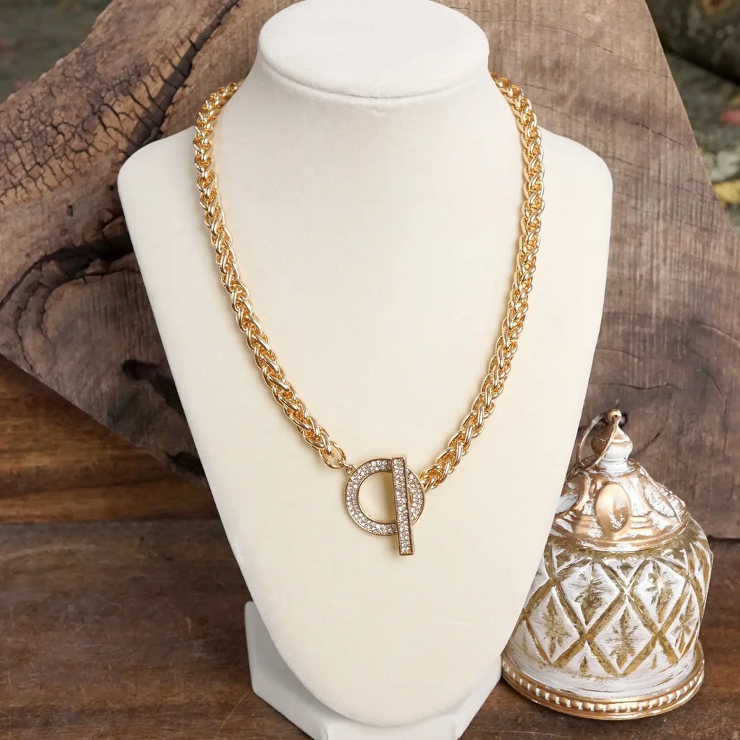 Front Toggle Paved Chrystal Necklace