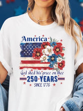 Load image into Gallery viewer, 4th of July USA Flag Floral Print Cotton Tee