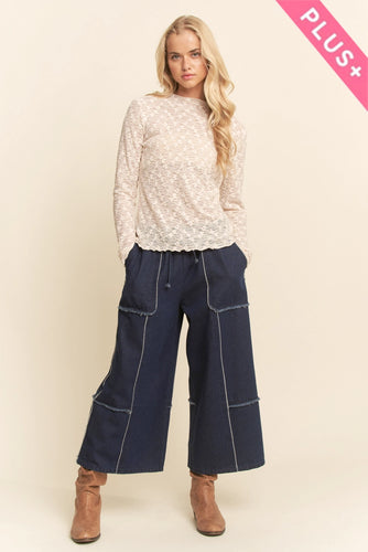 Plus Mesh Floral Top Ivory