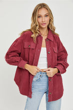 Load image into Gallery viewer, Burgundy Vintage Washed Shacket