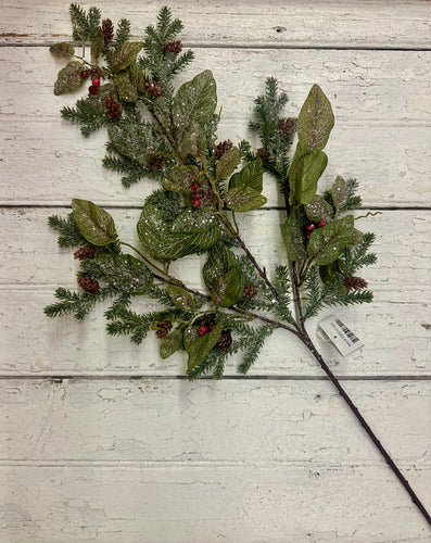 Snowy Fittonia Pine and Berries Spray