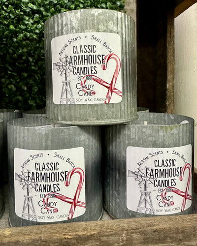 Candy Cane Fluted Tin Candle