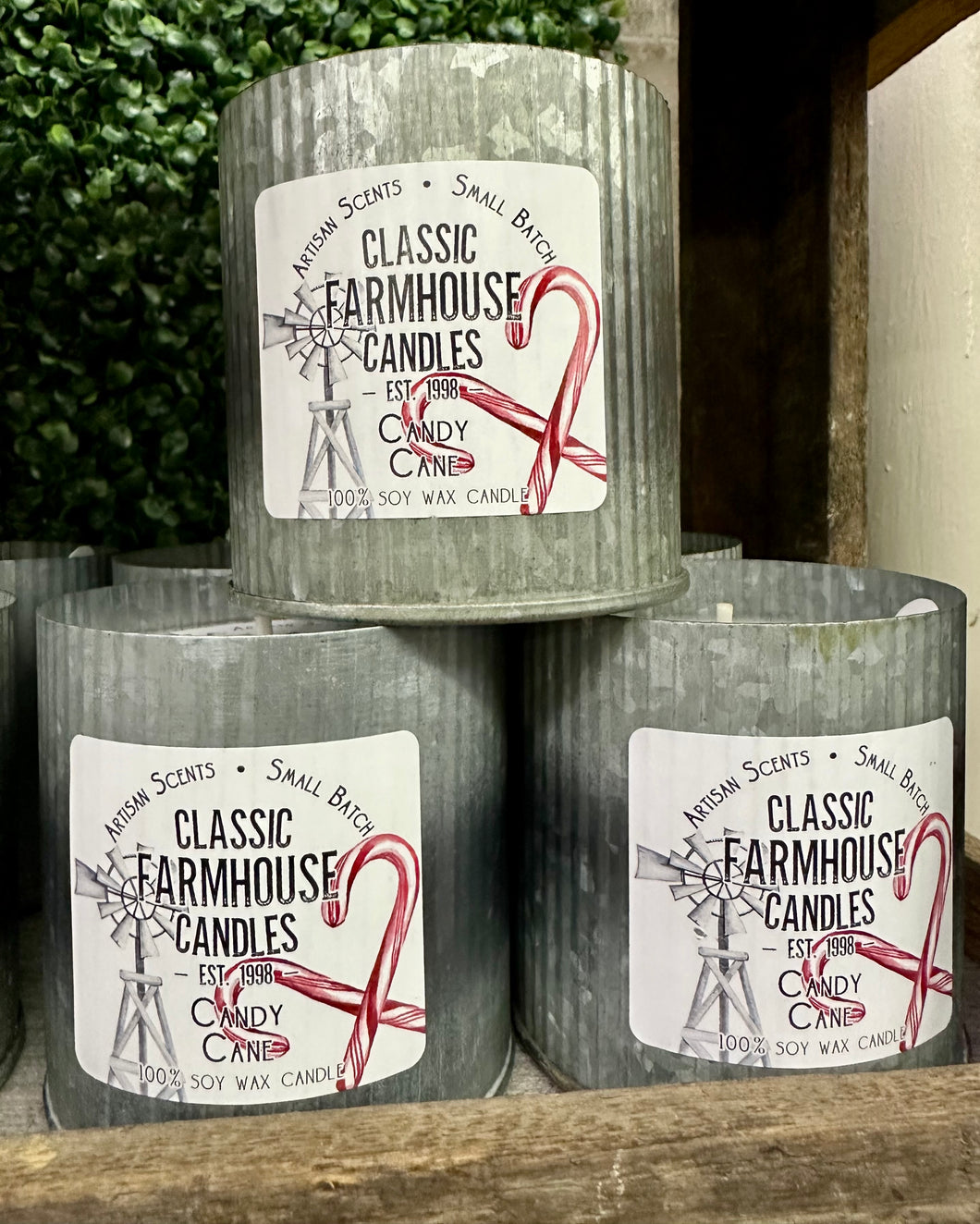 Candy Cane Fluted Tin Candle