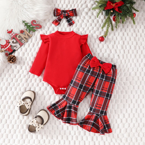 Red Plaid Onesie Set
