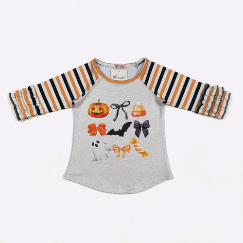 Halloween Boo Bows Girls Raglan