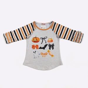 Halloween Boo Bows Girls Raglan