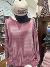 Load image into Gallery viewer, Marsala Striped Crewneck Pullover