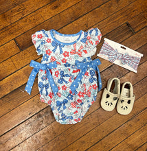 Load image into Gallery viewer, Patriotic Bow Floral Romper