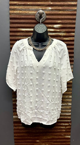 White Swiss Dot Blouse