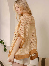 Load image into Gallery viewer, Contrast Crochet 3/4 Sleeve Knit Top with Daisy