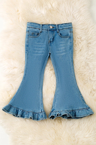 Ruffle Trim Bootcut Jeans