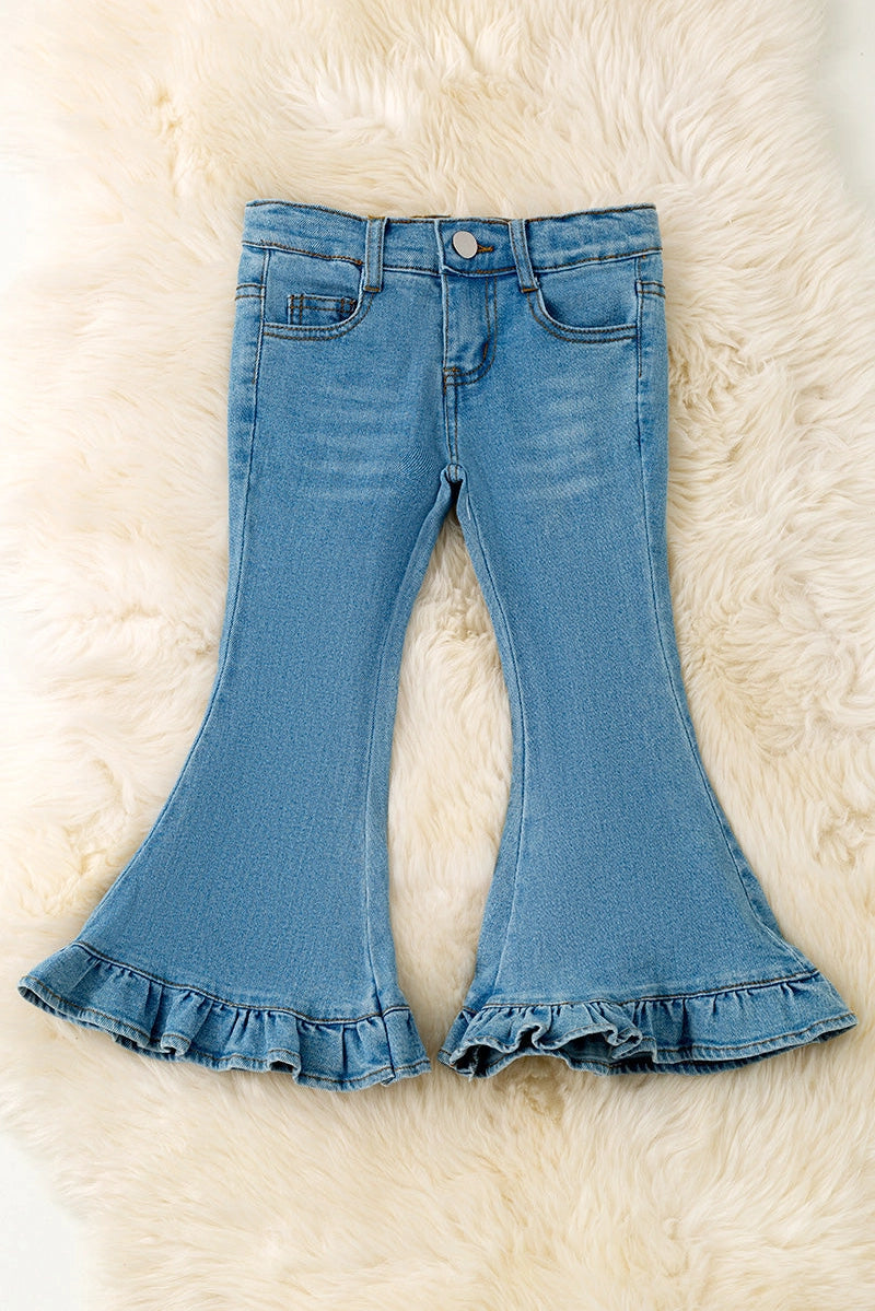 Ruffle Trim Bootcut Jeans