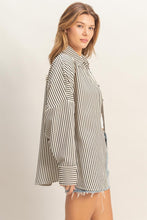 Load image into Gallery viewer, Striped Button-Up Shirt Black