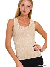 Load image into Gallery viewer, Washed Ribbed Seamless Tank Top 2way Neckline