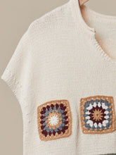Load image into Gallery viewer, Granny Square Cropped Sweater with Stripes