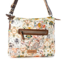 Load image into Gallery viewer, Posy Mesa Upcycled Canvas Bag For Women in Beige with Floral Detail