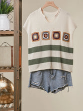 Load image into Gallery viewer, Granny Square Cropped Sweater with Stripes