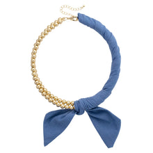 Load image into Gallery viewer, Denim Ball Bead Scarf Necklace