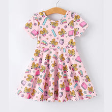 Load image into Gallery viewer, Back To School Print Girls Dress Short Sleeve