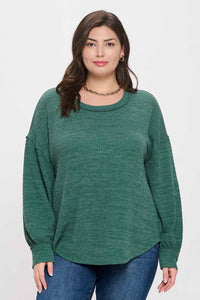 Green Drop Shoulder Sweater PLUS